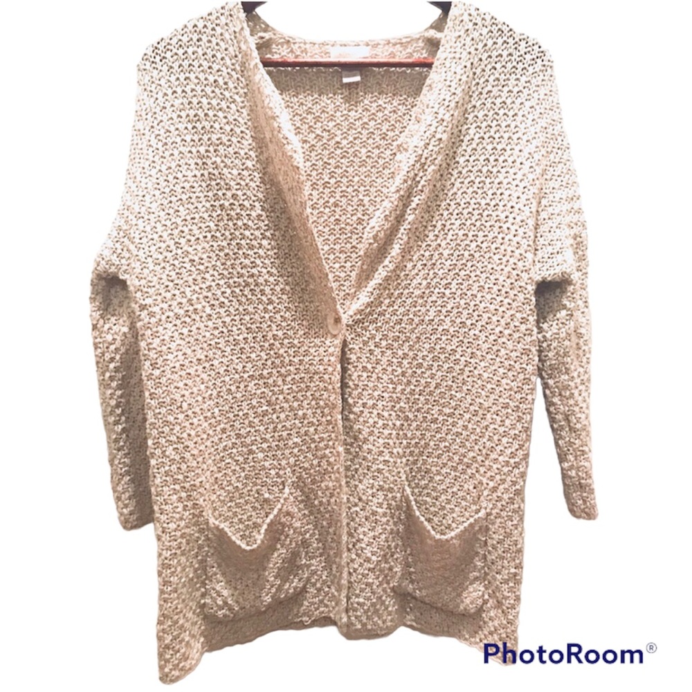 Chico’s open knit oatmeal cardigan